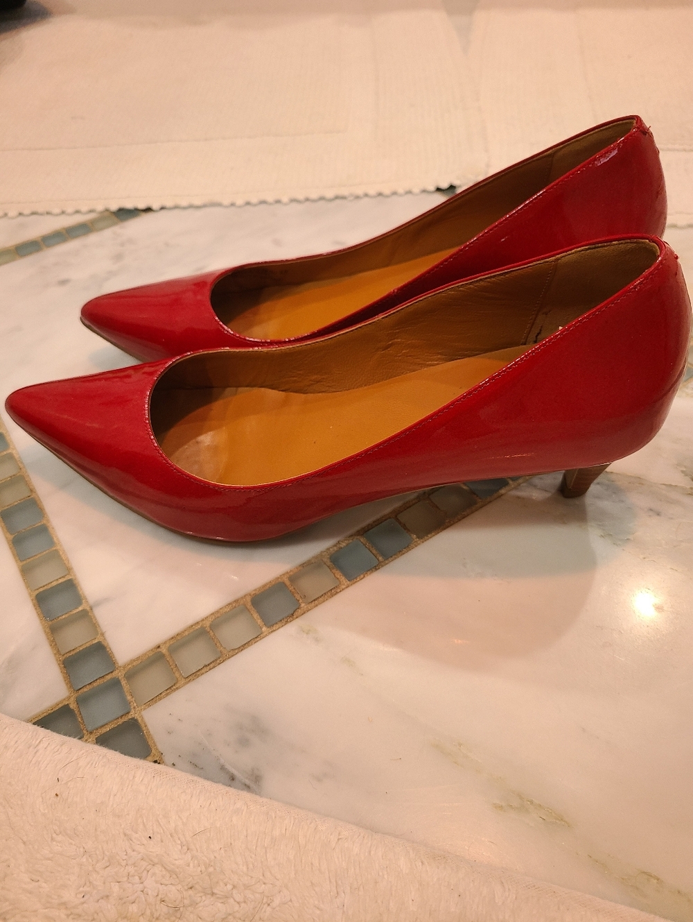 Cole Haan Red Patent Pointed-Toe Women's Pumps - Picture 2 of 6